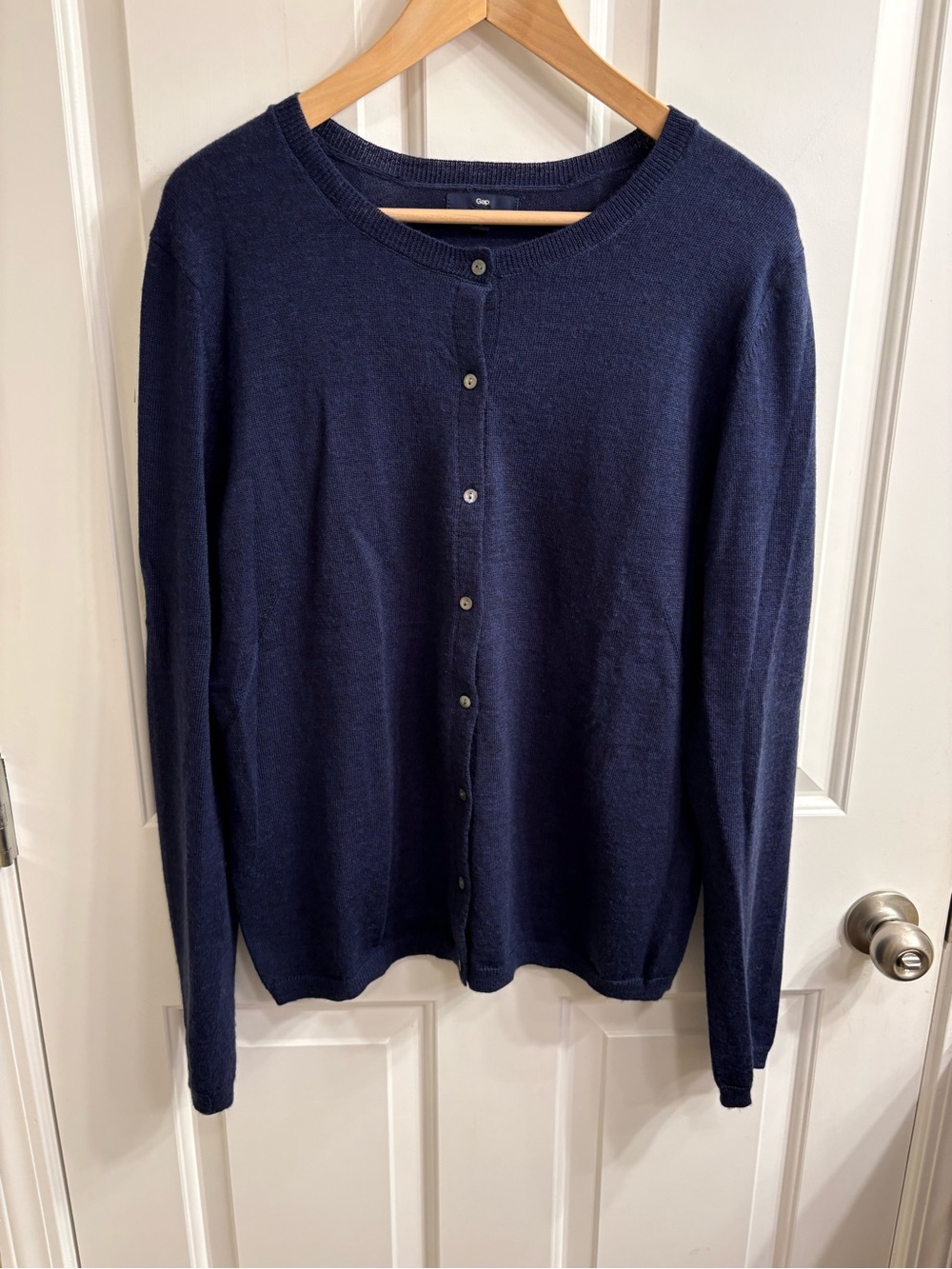 TALL Navy Button-Up Wool Blend Cardigan Sweater XL Tall